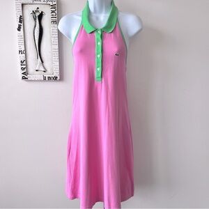 Vintage Lacoste Pink Tennis Golf Pickleball Halter Dress Sz 44 US L